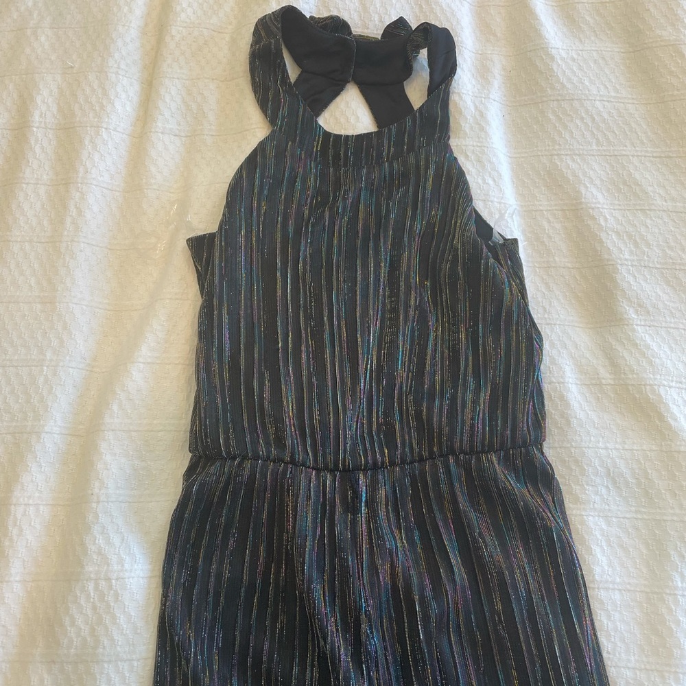 Black with colorful shiny strips jumpsuit